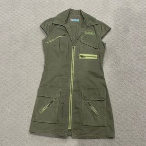 Super cute Funky Girl military-style mini dress, size extra small.